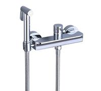 FQYEP Kit Doccetta Wc da Parete con Doccetta Bidet Idroscopino per Wc Acqua Fredda E Calda,Cromo Placcato