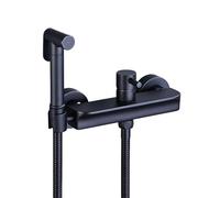 FQYEP Kit Doccetta Wc da Parete con Doccetta Bidet Idroscopino per Wc Acqua Fredda E Calda,Nero