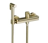 FQYEP Kit Doccetta Wc da Parete con Doccetta Bidet Idroscopino per Wc Acqua Fredda E Calda,Oro Spazzolato