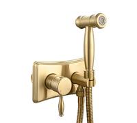 FQYEP Kit Doccino Bidet A Parete Doccetta per Spruzzatore Kit Idroscopino per WC In Ottone Acqua Calda E Fredda,Oro Spazzolato
