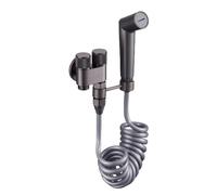 FQYEP Kit Idroscopino per WC Doccetta Portatile In Ottone Montato A Parete con Valvola Deviatrice E Staffa Adatta per Il Lavaggio Dello Scarico A Pavimento,Grigio Canna Di Fucile