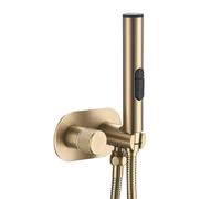 FQYEP Kit Idroscopino per WC,Kit Doccino per Bidet WC In Ottone Doccetta Bidet A Parete Maniglia Singola,Oro Spazzolato