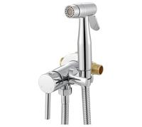 FQYEP Kit Idroscopino per WC Valvola Miscelatrice Acqua Calda E Fredda A Parete Sciacquone per WC Ottone con Modalità Doppia Uscita Acqua,Cromato