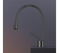 FQYEP Miscelatore Bagno A Goccia in Ottone Cenere di Pistola Bassa | Rubinetto Da Bagno Acqua Calda E Fredda Girevole A 360° Moderno Adatto per Lavabo O Isola
