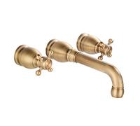 FQYEP Rubinetto A Muro Lavatoio 3 Fori Miscelatore Lavabo Bagno Antico in Ottone Girevole A 360°