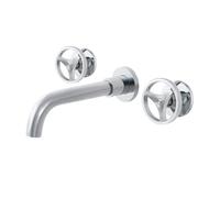 FQYEP Rubinetto A Muro Lavatoio Rubinetto Bagno Lavabo 3 Fori A Doppia Maniglia Girevole A 360°,Placcatura