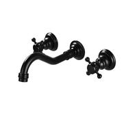 FQYEP Rubinetto A Muro per Lavatoio Rubinetto Bagno Lavabo 3 Fori A Doppia Maniglia,Tipo Split,Nero