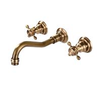 FQYEP Rubinetto A Parete Lavatoio Rubinetti Lavabo Bagno 3 Fori Vintage A Doppia Maniglia Girevole,Antico