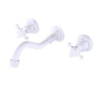 FQYEP Rubinetto A Parete Lavatoio Rubinetti Lavabo Bagno 3 Fori Vintage A Doppia Maniglia Girevole,Bianco