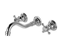 FQYEP Rubinetto A Parete Lavatoio Rubinetto Bagno Lavabo 3 Fori Vintage A Doppia Maniglia Girevole,Placcatura