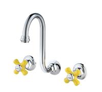 FQYEP Rubinetto A Parete per Lavatoio Rubinetto Bagno Lavabo 3 Fori A Doppia Maniglia in Ottone,Placcatura
