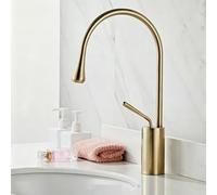 FQYEP Rubinetto Alto Lavabo Bagno in Ottone 36 CM Tipo Goccia Oro | Rubinetto Lavabo Da Appoggio Rotazione 360° Acqua Calda E Fredda Monoforo Maniglia Singola