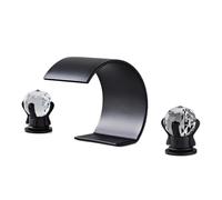 FQYEP Rubinetto da Bagno A Cascata 3 Fori Rubinetti da Bagno per Lavandino 2 Manopole per Lavabo,Nero
