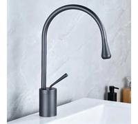 FQYEP Rubinetto per Lavabo Bagno Da Appoggio Altezza Beccuccio 19 CM | Cenere Di Pistola,Miscelatore Monocomando Bagno in Ottone Orientabile A 360° Acqua Calda E Fredda Adatto per Isola