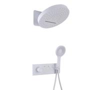 FQYEP Set Di Rubinetto da Doccia da Incasso Doccia con Termostato Soffione A Pioggia A Doppia Funzione,Bianco