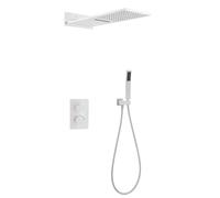 FQYEP Set di Rubinetto da Doccia da Incasso Doccia con Termostato Soffione A Pioggia in Ottone,Bianco