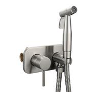 FQYEP Set Doccetta Igienica Bidet Spruzzatore, Spazzolato | Miscelatore Acqua Calda E Fredda, Acciaio Inox