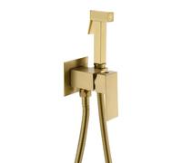 FQYEP Set Doccetta Igienica per Bidet Quadrata Idroscopino per Wc Miscelatore Acqua Calda E Fredda,Oro Spazzolato