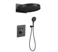 FQYEP Set Doccia Termostatico da Incasso in Ottone con Termostato Sistema Doccia A 3 Funzioni,Nero