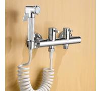 FQYEP Set Doccino Bidet Cromato Doccia Portatile Acqua Calda E Fredda Montaggio A Parete Ottone Idroscopino per WC Adatto per Il Bagno