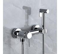 FQYEP Set Doccino per Bidet Bidè Portatile Idroscopino per WC con Valvola Miscelatrice A Parete Maniglia Singola Installazione A Doppio Foro,Cromato