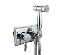 FQYEP Set Miscelatore per Bidet da Parete per Wc con Doccetta Incorporato Acqua Calda E Fredda,Cromo Placcato