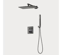 FQYEP Sistema Doccia da Incasso con Termostato Grigio Colonna Doccia con Soffione Doccias,Seconda Funzione A