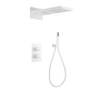 FQYEP Sistema Doccia da Incasso con Termostato Set Doccia A Pioggia Top Spray con Modalità Cascata,Bianco,Tre Funzioni