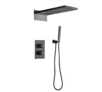 FQYEP Sistema Doccia da Incasso con Termostato Set Doccia A Pioggia Top Spray con Modalità Cascata,Grigio,Tre Funzioni