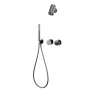 FQYEP Sistema Doccia Set Doccia Completo Sistema Soffione A Pioggia con Incasso Corpo in Ottone,Grigio,Un