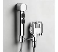 FQYEP Spruzzatore Bidet per WC In Ottone Bidet Portatile Kit Doppia Uscita con Valvola Deviatrice E Tubi A Molla,Cromato