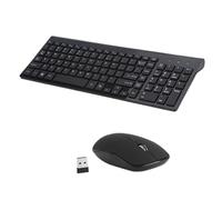FQzsbWbbt Set tastiera e mouse wireless combinati 2.4G Set tastiera e mouse full-size multimediale compatibile con computer portatile desktop(Black English)