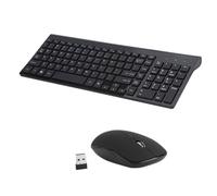 FQzsbWbbt Set tastiera e mouse wireless combinati 2.4G Set tastiera e mouse full-size multimediale compatibile con computer portatile desktop(Black Spain)