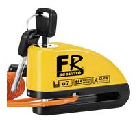 FR SECURITE FR7Y Bloccadisco Moto Antifurto con Allarme Sonoro 110dB, Lucchetto Moto Chiavi Alta Sicurezza, Blocca Disco Universale Bici Motorino Moped Motocross, Accessori Borsa, 1.5m Reminder