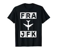 fra a JFK Aereo Route Francoforte New York Maglietta