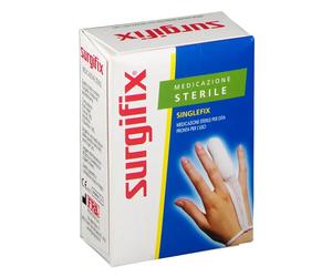 Fra Production MEDICAZIONE STERILE PER DITO SINGLEFIX, COSTITUITA DA UNA GUAINA IN COTONE E DA UN'IMBOTTITURA INTERNA ASSORBENTE. SI APPLICA DIRETTAMENTE SULLA FERITA E SI FISSA AL POLSO