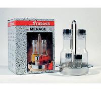 Frabosk Casalinghi 264300 Oliera 5 Pezzi Set Menage In Vetro Con Struttura In Acciaio Inox, Cm 17 x 22 H