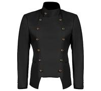 Frac medievale vintage da uomo, giacca da smoking corto doppiopetto, costume da principe reale cavaliere, costume per cosplay, rinascimentale, Halloween, gioco di ruolo, stile gotico regale, Nero , L