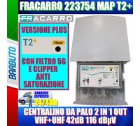 FRACARRO 223754 MAP T2 PLUS FILTRO 5G CENTRALINO DA PALO 2 IN 1 OUT VHF+UHF 42dB