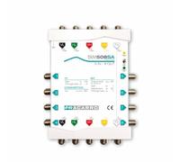 FRACARRO Multiswitch a cascata 5 ingressi, 8 uscite derivate, TV passiva e satellitare attivo con guadagno regolabile (0-20dB), banda satellitare fino a 2300MHz, alto isolamento (SWI508SA)