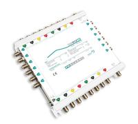 FRACARRO Multiswitch a cascata 9 ingressi, 16 uscite derivate, dip switch per guadagno TV attivo/passivo, banda satellitare fino a 2300 MHz, LED DiSEqC, canale di ritorno (SWI916TS)