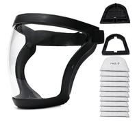 Fracavi Protezione completa del viso in plastica con protezione completa per unisex e adulti, protezione viso trasparente riutilizzabile senza appannamento con cinturino regolabile (1)