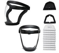 Fracavi Visiera protettiva per viso intero in plastica, equipaggiamento di protezione completa unisex e per adulti, visiera protettiva per viso trasparente riutilizzabile senza appannamento con