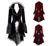 Frack - Cappotto da donna con bottoni, stile steampunk, da donna, in pizzo, vintage, per il rinascimento, per feste gotiche, per il palazzo, per Halloween, outfite, carnevale, feste, S-5XL