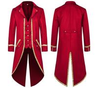 Frack Giacca Steampunk Uomo Giacca Vintage Medievale Vittoriana Uniforme Lungo Smoking Rinascimentale Costume Cosplay Pirata Vampiro Uniforme Giacca Halloween Costumi da Gentiluomo per Adulti
