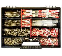 Frackmann Set di viti e tasselli, 240 pezzi, valigetta con tasselli originali Fischer DuoPower, viti Torx, 6 punte e 4 punte SDS, dimensioni 5 x 25 - 10 x 50 mm, set di fissaggio per fai da te