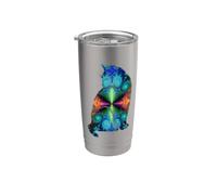 Fractal Cat Silhouette Colorful Abstract Art Bicchiere termico in acciaio inox doppia parete