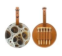 Fractal Circolare Lattice Marrone Stampato Golf Tee Storage Bag - solo per gli uomini, Materiale PU resistente, facile da trasportare, migliora l'esperienza di golf