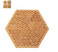 Fractal Tray Puzzle, Hard Difficult Wooden Jigsaw Puzzles for Adults, Portable Impossible Reverse Thinking Challenging No Image Puzzle with Frame (Hexagonal)