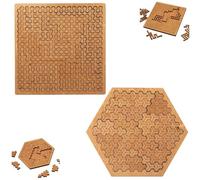 Fractal Tray Puzzles, Mind Bending Wooden Portable Travel Jigsaw Puzzle, Irregular Reverse Thinking Challenging No Image Puzzle, Difficult Hard Puzzles Board for Adults Family Party Gift